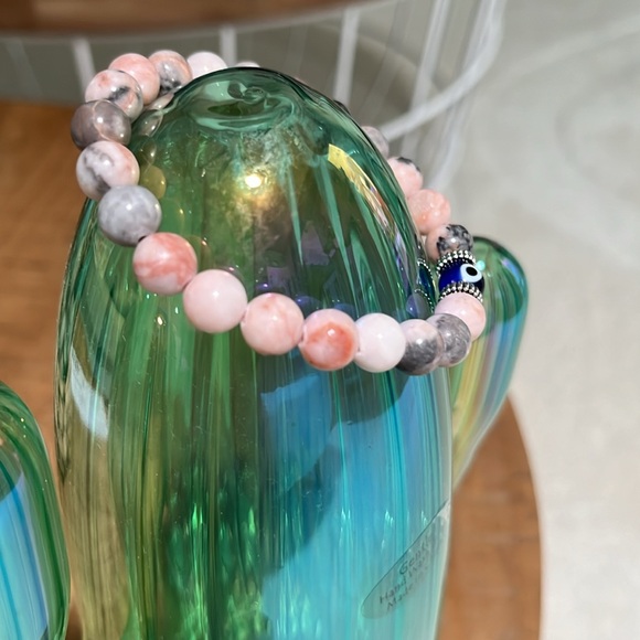 EVIL EYE MOONSTONE CRYSTAL BEADED BRACELET. NEW - Picture 3 of 4